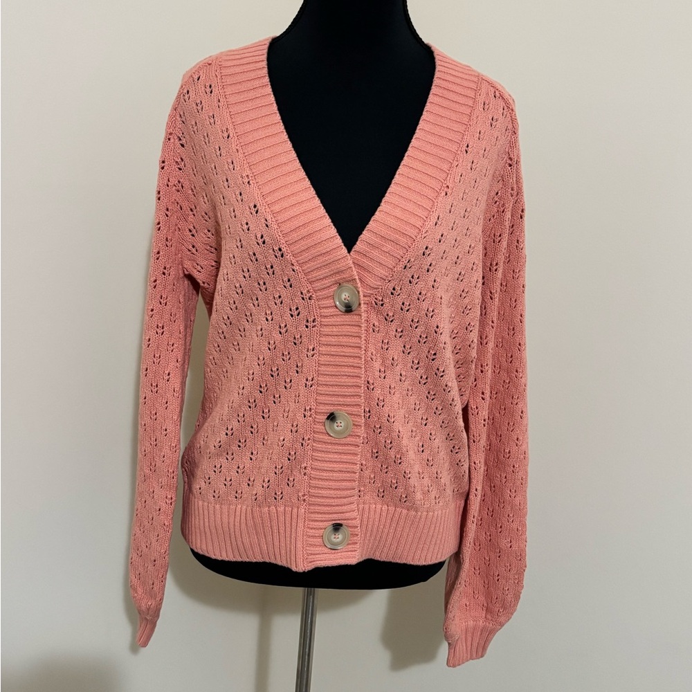 LC Lauren Conrad Coral Button-Up Cardigan
